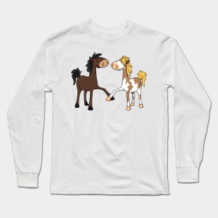 Best friends - two cute cartoon horses Long Sleeve T-Shirt